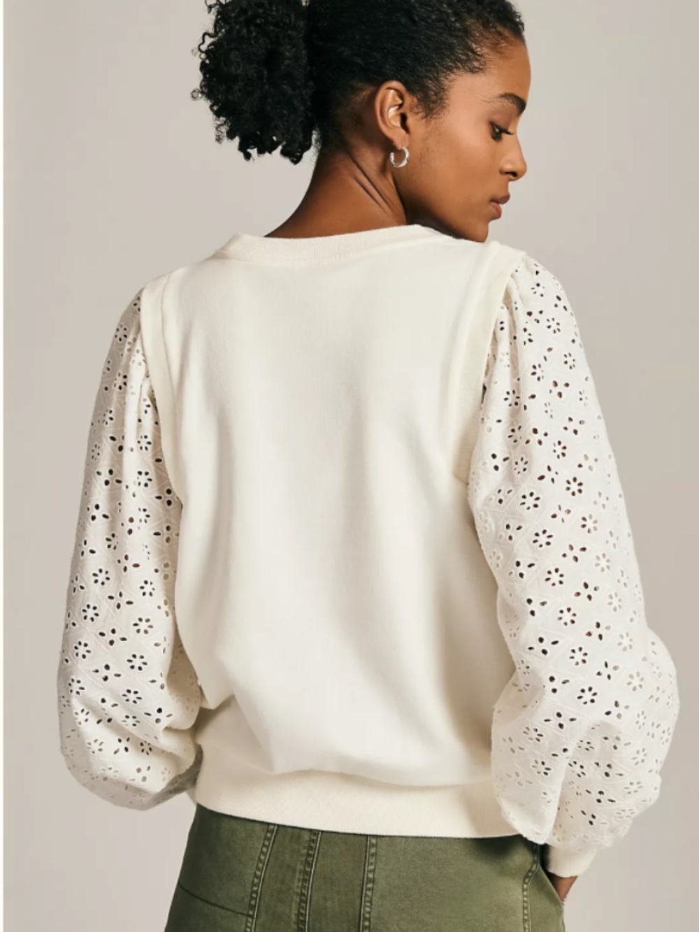 Pilcro Washed Eyelet Sweatshirt - small - Picture 4 of 4